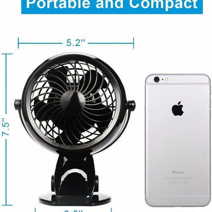 Gazeled Clip On Fan Battery Operated, 360° Rotation, With 8 Free Aa Batteries, Quiet Usb Or Battery Operated Fan, 5'' Portable