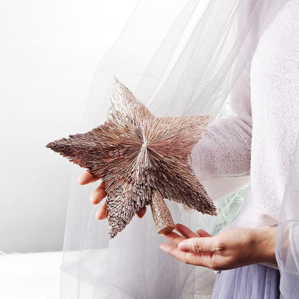 Luxury Christmas Tree Star Topper Handmade Xmas Tree Decorations Unique Christmas Topper Decoration Ornament for Christmas Party (Rose)