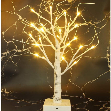 Twinkle Star 2 Pack 24 LED Lighted Birch Tree for Home Decor, Battery Operated Tabletop Mini Artificial Tree for for Christmas Centerpiece Mantel Indoor Wedding Party Fall Decoration 2 FT