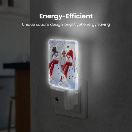 Christmas Snowmen Night Lights, 2Pack Xmas Nightlights Plug-in Dusk to Dawn Smart Sensor Led Nightlight for Bedroom Bathroom Kitchen Hallway Stairs Energy Efficient Decor Desk Lamp
