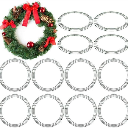 Aodaer 12 Pack 18 Inch Wire Wreath Frame Christmas Dark Green Wire Wreath Ring Round Metal DIY Floral Crafts Wire Wreath for Halloween Year Holiday Valentines Day Decorations