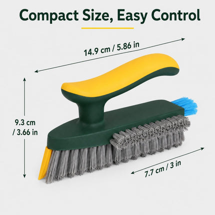 Alnorte 4-in-1 Grout and Scrubber Corner Brush with Scraper Tool, for Cleaning Tile, Grout, Kitchen, Bathroom, Sink, Floor, Shower - Green
