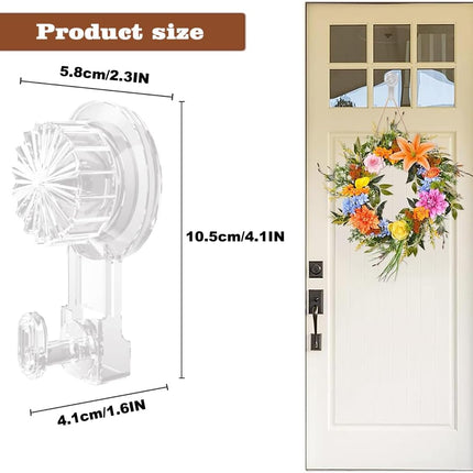 2 Pack Wreath-Hanger,22 LB Heavy Duty Waterproof Removable Suction Cup Wreath-Hooks for Halloween Christmas Décor, Wreath Holder for Window Glass Smooth Doors Tiles Welcome Sign (Grey)