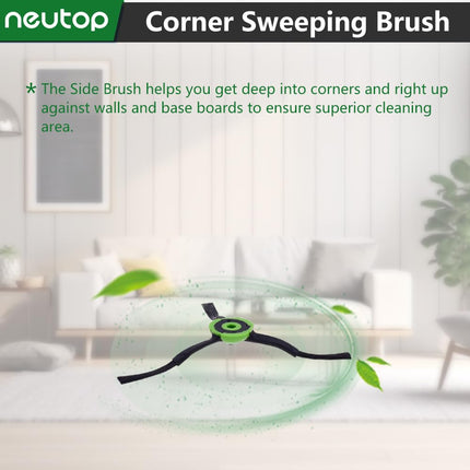 Neutop Side Brushes Compatible With Irobot Roomba E, I, & J Series E5, E6, I1, I1+, I3, I3+, I4, I4+, I6, I6+, I7, I7+, I8, I8+, Combo J7+, J9+, J5+, I5+ Plus, Robot Vacuums, 9Pack.