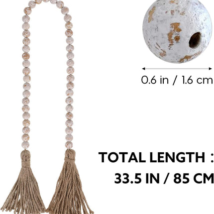 IMIKEYA Wooden Beads Garland: Farmhouse Wood Bead Garland for Tiered Tray Farmhouse Beads Hanging Wood Bead Garland with Tassels Prayer Rustic Beads for Coffee Table Decor