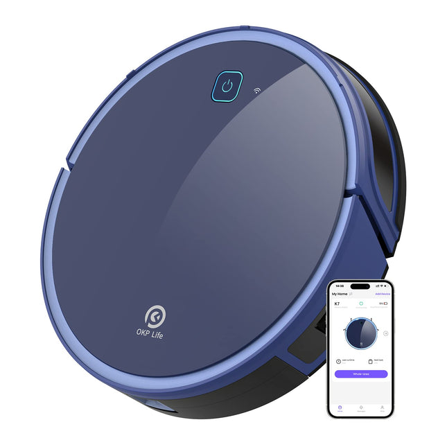 Okp K7 Robot Vacuum Cleaner, Strong Suction, 120Mins Runtime Robotic Vacuums, 4 Cleaning Modes, Works With Alexaappwifi, Automatic Vacuum Cleaner Robot For Hard Wood Floors And Low Pile Carpets