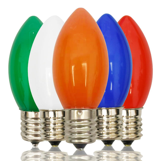 25 Pack C9 Multicolor Ceramic Bulbs, 7 Watt Christmas Replacement Bulbs, E17 Base Ceramic Incandescent Light Bulb for Christmas Patio Garden Outdoor Decor