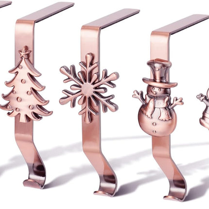 Set of 5 Christmas Stocking Holder for Mantel Christmas Stocking Hangers for Mantel Stocking Hooks for Fireplace Stocking Metal Clip for Christmas Decoration