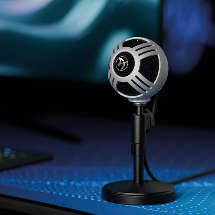 Arozzi - Sfera Professional Grade Gaming/Streaming/Office USB Microphone - Cardioid, Cardioid -10dB, and Omnidirectional Polar Patterns, Boom Arm Compatible - Silver