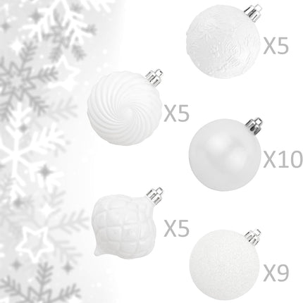 KI Store White Christmas Ball Ornaments, 34pcs 2.36-Inch, With Hooks for Tree, Wreath, Garland Decor - Holiday Decorations Included