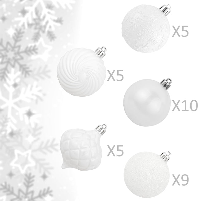 KI Store White Christmas Ball Ornaments, 34pcs 2.36-Inch, With Hooks for Tree, Wreath, Garland Decor - Holiday Decorations Included