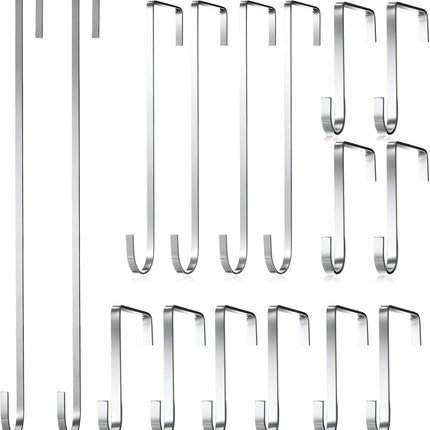 Hotop 16 Pieces Wreath Hanger Over Door Hooks Metal Z Hooks 3.4 Inch/ 7.9 Inch/ 13.8 Inch for Christmas Front Door Decorations, Hanging Coats Hats Robes Towels (Electroplated Silver)