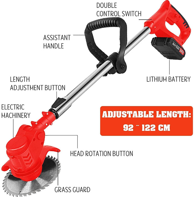 Electric Cordless Weed Wacker,24V 2Ah Battery Powered Weed Eater with 2 Batteries and 3 Types Blades,Lightweight and Powerful String Trimmer for Yard and Garden