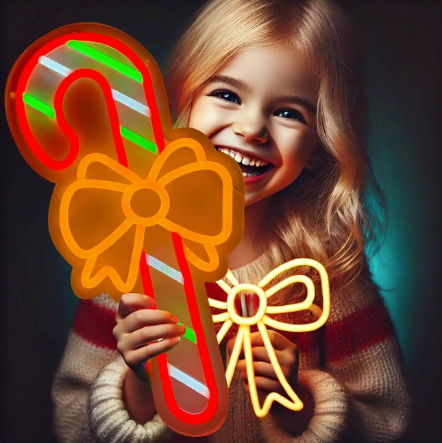 Christmas Neon Sign Candy Cane Light Up Christmas Decor 16.5x8.5“Acrylic USB Powered Dimmable Xmax Neon Light Sign for Bedroom Fireplace Window Christmas s for Kids,Hanging Chain Hooks Included