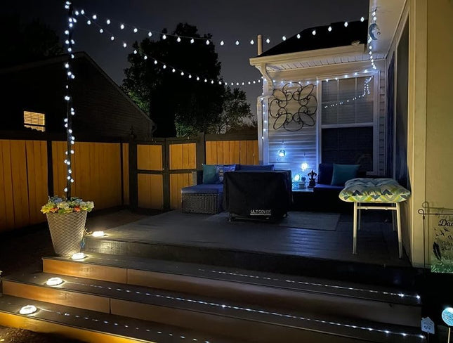 Brightown Solar String Lights Outdoor 60 Led 35.6 Feet Crystal Globe Lights with 8 Lighting Modes, Waterproof Solar Powered Patio Lights for Garden Yard Porch Wedding Party Decor (Pure White)
