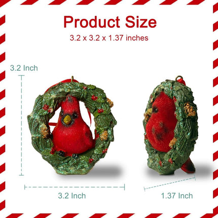 Christmas Decorations Cardinal Wreath Christmas Tree Decorations Hanging Red and Green Christmas Ornaments Resin Holiday Year Home Decor Ornaments