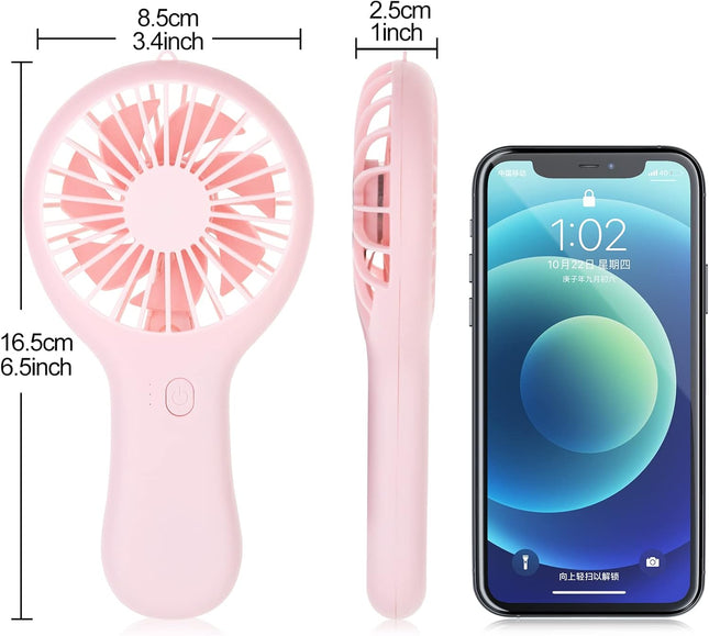 Chnlml Handheld Rechargeable Fan,Portable Mini Pocket Hand Fan Battery Powered With Base Eyelash Nail Art Make Up Fan For Girls