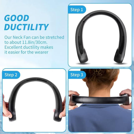 Personal Cooling Portable Neck Fans Usb Rechargeable,360 Free Rotation Lower Noise Bladeless Battery Operated Design With 3 Speed