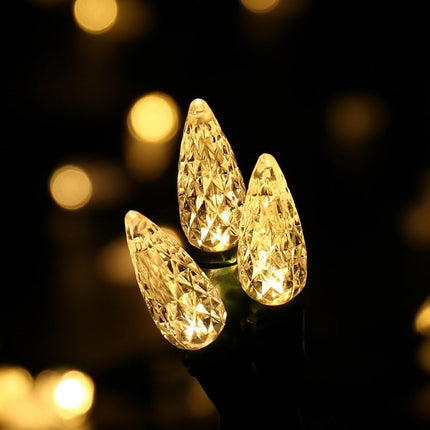 Brizled Faceted C5 LED String Lights, 100 LED 33ft Mini String Lights, 120V UL Certified Christmas Lights Set for Indoor and Outdoor Decoration, Patio, Party, Roof and Holiday, Warm White