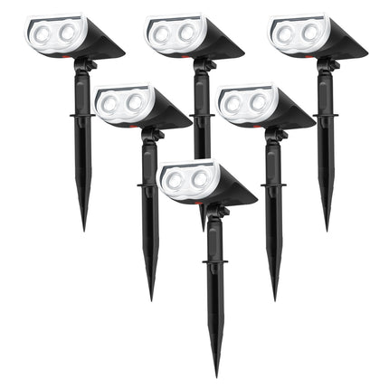 Linkind Solar Lights Outdoor, 350LM Outdoor Solar Spot Lights, Waterproof Christmas Decorations Lights for Garden, Yard, Landscape and Walkway, White, StarRayS (6 Pack, Daylight)
