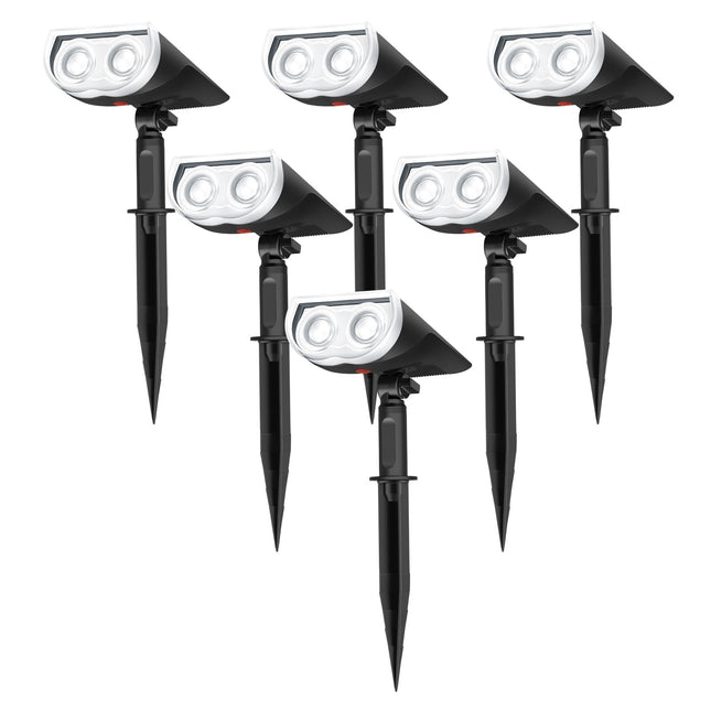 Linkind Solar Lights Outdoor, 350LM Outdoor Solar Spot Lights, Waterproof Christmas Decorations Lights for Garden, Yard, Landscape and Walkway, White, StarRayS (6 Pack, Daylight)