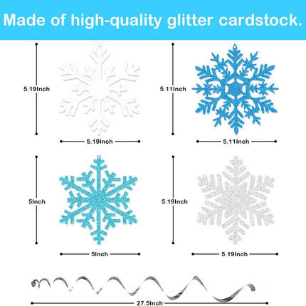 Snowflake Swirls Decoration Party Snowflake Christmas Hanging Swirls Winter Party Ceiling Decorations Blue White Silver Snowflake Garland for Year Winter Holiday Birthday Party Decorations