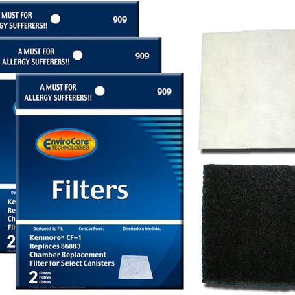 Envirocare Premium Vacuum Cleaner Filters Made To Fit Kenmore Sears Progressive Cf1, Progressive & Whispertone, Panasonic Vacuum Cleaners, 86883, 86880, 2086883, 6 Pack