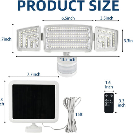 Solpex Solar Flood Lights Outdoor Waterproof Ip65 3 Modes 1800Lm Solar Security Motion Sensor Outdoor Lights For Outside, Garden