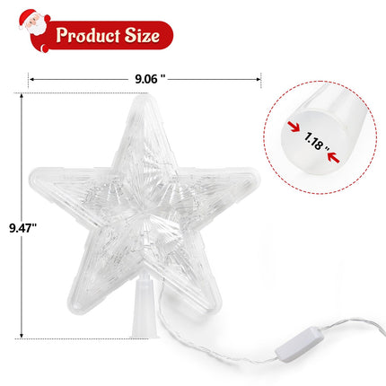 Christmas Star Tree Topper, 9.47In Plug in Lighted Christmas Tree Decoration Topper for Indoor Office Xmas Year Holiday Tree Decoration