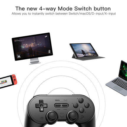 8Bitdo Pro 2 Bluetooth Controller - for Switch PC Windows Android MacOS Steam Raspberry Pi (Black)
