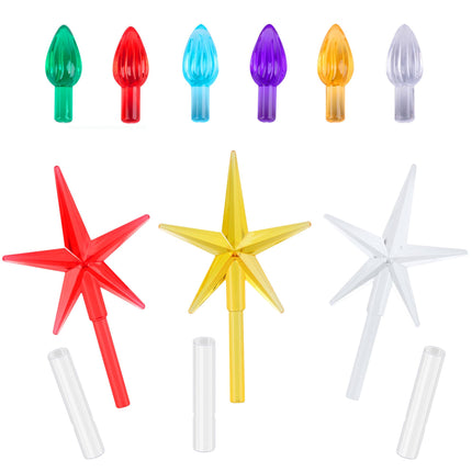 Ceramic Christmas Tree Replacement Lights Bulbs, Flame Shape Light up Artcraft Accessories for Ceramic Tree, Multicolor Medium Twist Light Ornaments, 120Pcs + 3 Star
