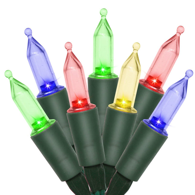Battery Operated Christmas Lights 18.3Ft 50 LED Clear Mini String Lights 9 Functions Green Wire Multicolor Small Christmas Tree Lights for Wreath Crafts Indoor Outdoor Christmas Decorations
