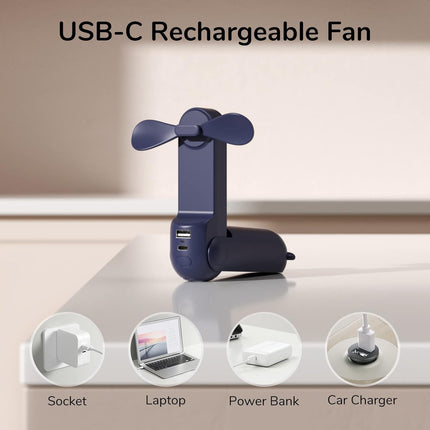 Jisulife 3 In 1 Handheld Fan, Mini Hand Fan, Portable Small Pocket Fan, Usb Rechargeable Fan 1421 Working Hours] With Power Bank