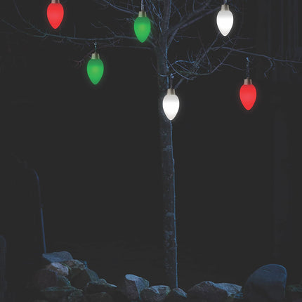 WP980-3 Battery Powered Hanging Decorative Outdoor Pulsing 8 inch C9 Bulb Style Light with Sensor Turns-On at Dark, Pack of 3, Red