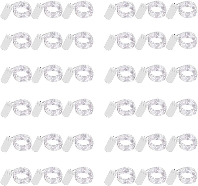 36 Pack Fairy Lights Battery Operated, 20 LED 6.6ft/2m Starry String Lights, Waterproof Mini Silver Wire Firefly Lights for Mason Jar DIY, Wedding Christmas Decor (Cold White)