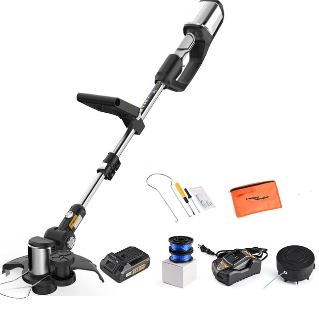 SALEM MASTER 20V String Trimmer 12 Inch Edger Cordless Stringless Trimmer 2.0Ah Battery and Charger Included Electric Weed Trimmer for Lawn Patio Garden