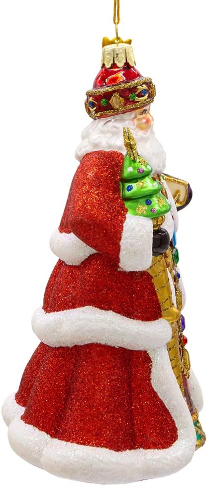 Kurt S. Adler 7” Bellissimo Red Santa with Staff and Book Glass Christmas Ornament BELL0023