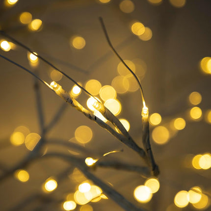 Lighted Birch Tree with 72 LED Warm White Light Up Tree Battery Birch Tree Artificial Tree Lamp for Centerpiece Mantel Christmas Decorations 8 Lighting Modes Remote Control (4FT)
