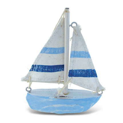 Puzzled Nautical Decor Light Blue Stripes Boat, X-Small