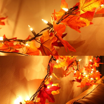 Maple Leaf String Lights Fall Garland Plug in, Autumn Leaf Fairy Lights, Fall Leaves Garland with Decorative Lights for Thanksgiving Harvest Christmas Festival Indoor Outdoor Decoration 12ft 50 Bulbs