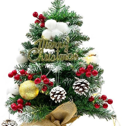 Mini Christmas Tree, Tabletop Small Artificial Christmas Tree with 15 Ornaments, Table top Xmas Snow Flocked Arbol de Navidad Xmas Tree,Christmas Decorations for Home Apartment Office…