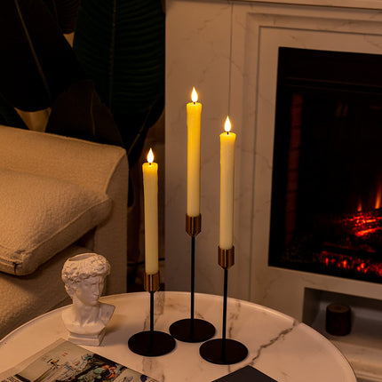 Homemory Real Wax LED Flameless Taper Candles with Remote Timer, 9.6 Inches Ivory Candlesticks, Dripless Battery Operated 3D Flickering Flame for Fireplace Xmas Halloween