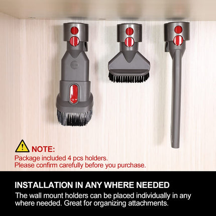Lanmu 4 Pack Wall Mount Accessory Holder Compatible With Dyson V15 V12 V11 V10 V8 V7 Outsize Gen5 Vacuum Cleaner, Attachments Organizer, Not Fit V12 V15 Motorized Tools