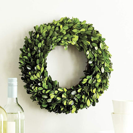 Preserved Boxwood Wreath, Wedding Home Decoration Full Green Real Boxwood Wreath, Indoor Décor for Halloween, Christmas Wreath (Wreath, 10")