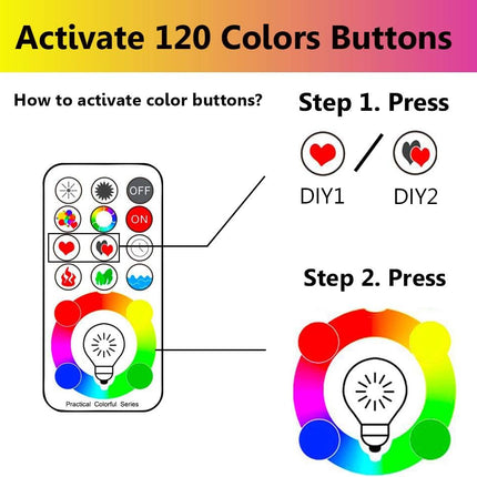 ILC LED Color Changing Light Bulb, 120 Colors, 5700K Daylight White, 70 Watt Equivalent with Remote Control RGBW RGB Daylight and White – Timing Function - A19 E26 Edison Screw (2 Pack)