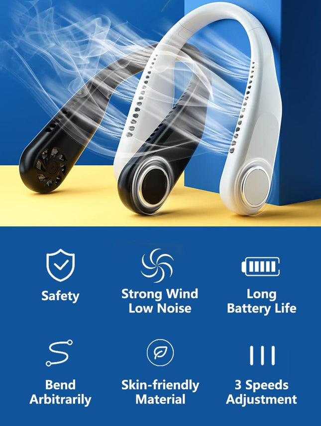 Neck Fan, Hand Free Personal Neck Fans For Your Neck, Portable Rechargeable Neck Fan, Up To 10 Hours Wearable Long Working Time