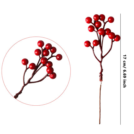 40 Pieces Christmas Red Berry Stem Artificial Red Berry Stems Christmas Holly Berry Branches for Christmas Tree Decor Wreath DIY Craft