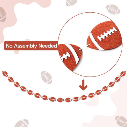 WATINC 4pcs Football Garland Party Decorations, Sports Felt Garlands Decor, Rustic Football Game Day Bunting Banner, Bowl Fans Club Bars Home Decorative Supplies for Fireplace Wall Backdrop Garden