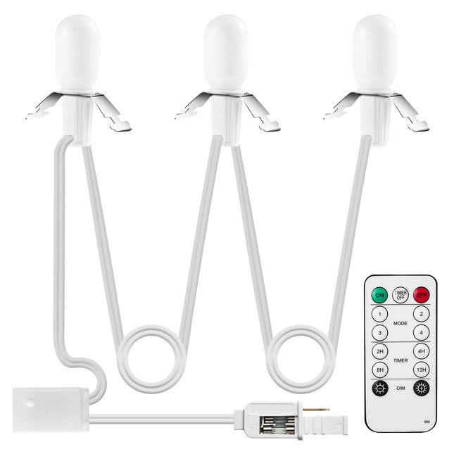 Remote Control Lighting System, 6.5Ft Accessory Cord with 3LED C7 Warm White Bulbs, Built-in 4 Lighting Modes and Timer, Perfect for Halloween Christmas Village and Homemade Craft Decorations