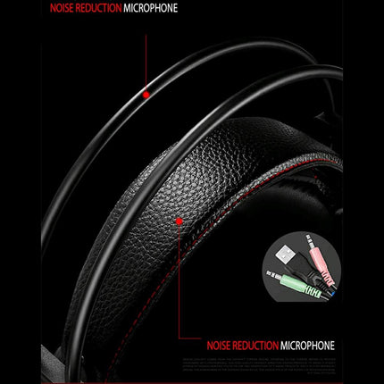 3.5mm Wired Gaming Stereo Headset Wired Over Ear Gaming Noise Cancelling LED